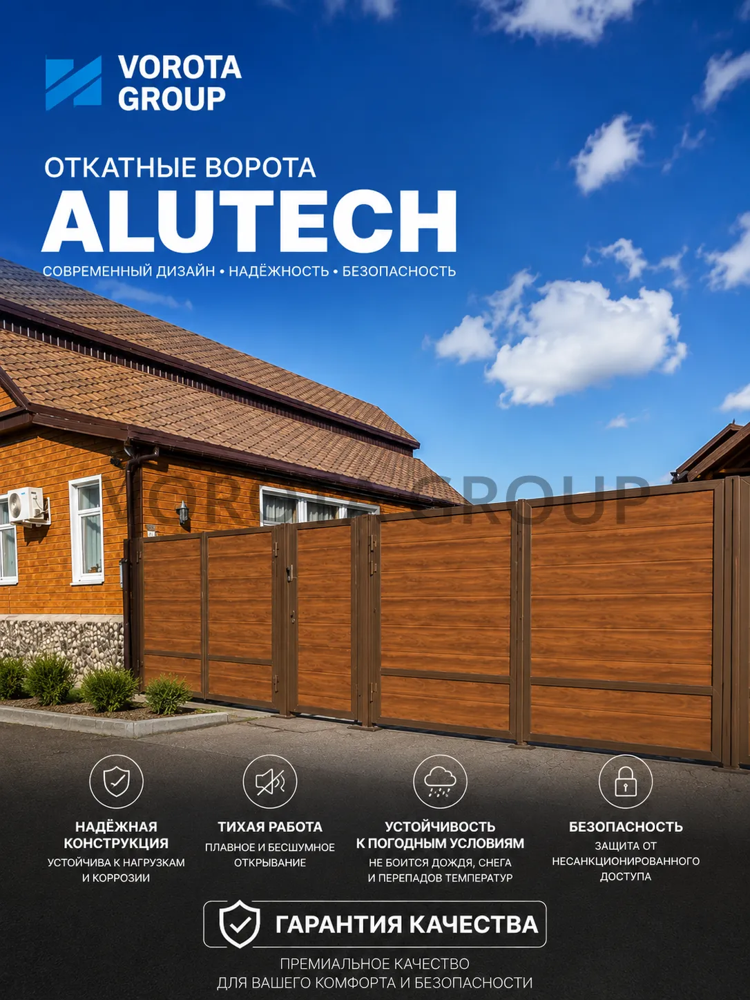 Откатные ворота Alutech Prestige (выс. х  шир.) 1210*3625