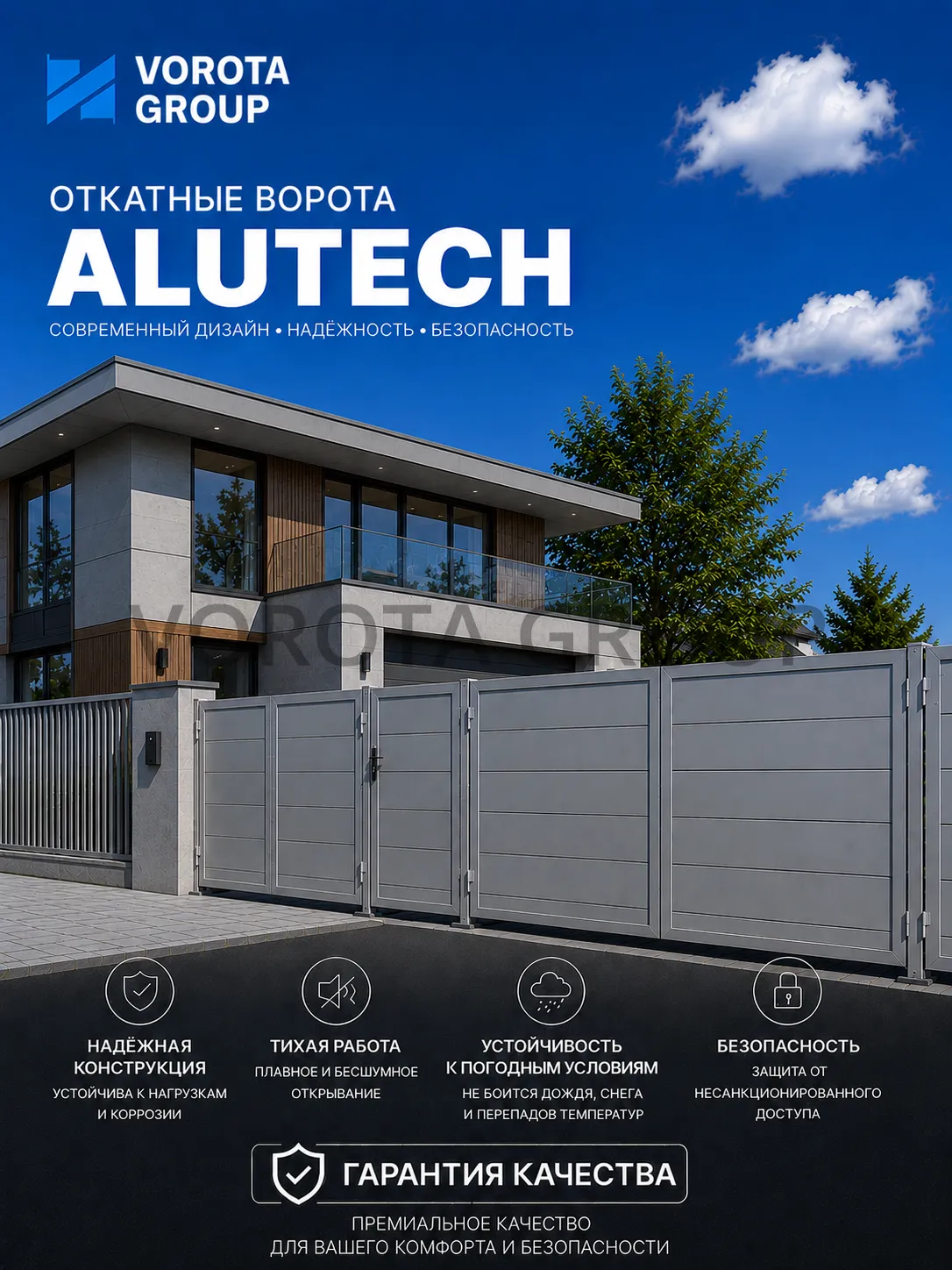 Откатные ворота Alutech Prestige (выс. х  шир.) 1210*2875
