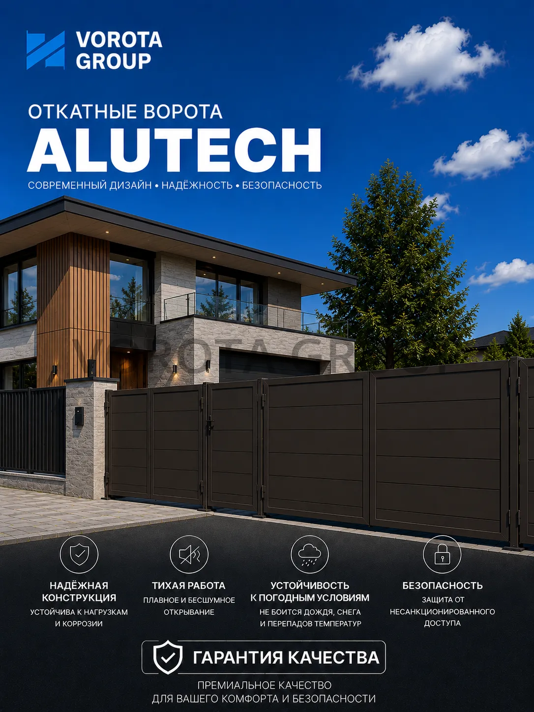 Откатные ворота Alutech Prestige (выс. х  шир.) 2460*2250