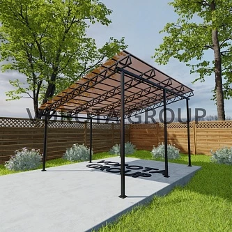 Односкатный навес янтарного цвета, монолитный поликарбонат 5500*12000